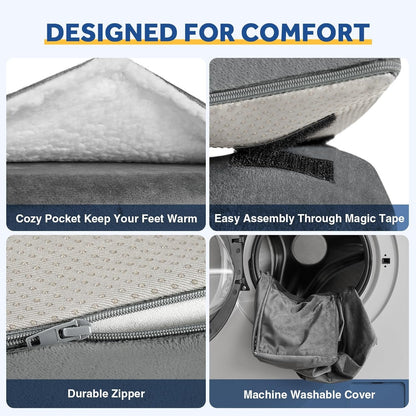 Foot Rest for Under Desk at Work, Adjustable Footrest for Office Chair & Gaming Chair,Ergonomic Footrest Pillow Desk Foot Stool with Washable Cover for Home, Airplane, Travel (Gray)