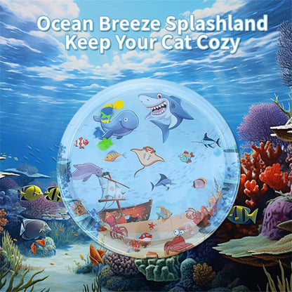 Generico Ocean Breeze Splashland Cat Toy, Ocean Breeze Splashland, Cat Water Mat with Fish, Water Sensory Play Mat for Cats, Cats Mats Toy Interactive for Indoor (D-60cm/25.6in)