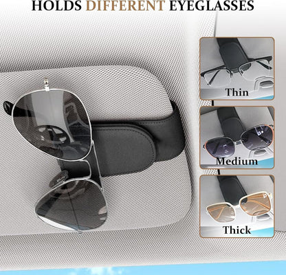 TUGUAI Sunglasses Holder for Car Visor 2 Packs, Glasses Clip for Cars,Auto Interior Accessories Universal for SUV Pickup Truck, Black