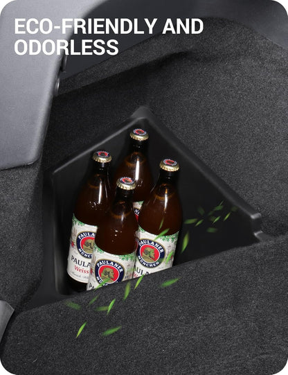 BASENOR 2022-2025 Tesla Model Y Trunk Organizer Waterproof Rear Trunk Storage Bins Side Box with Carpeted Lip Interior Accessories Set of 2 for Model Y 5-Seater