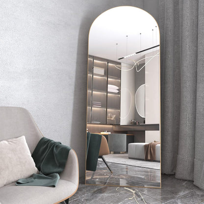 NEUWEABY Arched Floor Mirror 65"x24" Arch Full Length Mirror with Stand Gold Large Wall Mirror Full Body Mirror Standing Hanging or Leaning Against Wall for Bedroom Entry, Living Room