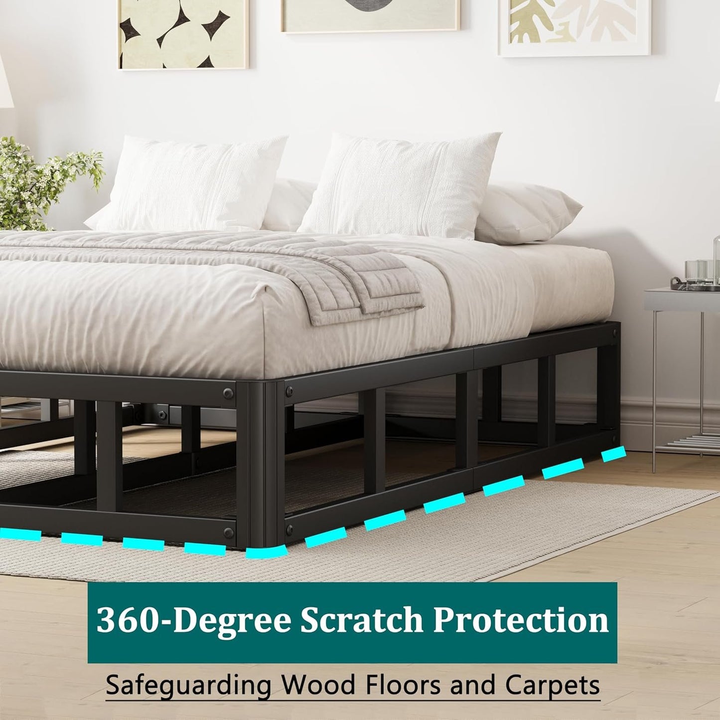 LAKKURI 5 Inch High King Size Bed Frame Low Profile, Metal Platform Bed Frame King No Box Spring Needed, Mattress Foundation, Easy Assembly, Heavy Duty, Noise Free