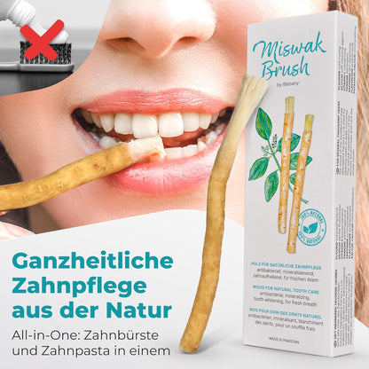 Miswak Toothbrush by Blissany- Traditional Arabic Toothbrush, Wooden Toothbrush, Natural White Toothbrush, 5pcs