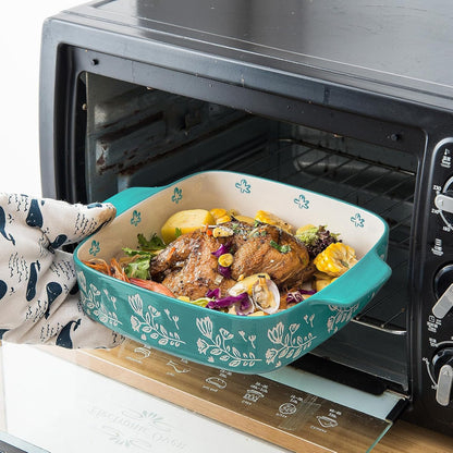 Wisenvoy Baking Dish Ceramic Brownie Pan 9x9 Baking Pan Casserole Dish Lasagna Pan Square Rose Dish Pan Bakeware Sets
