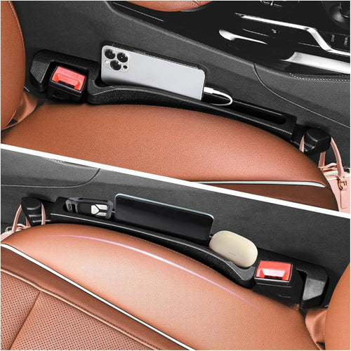2PCS Upgrade Car Seat Gap Filler,Multi-Function Car Gap Filler with Car Organizer,Hook,Charging Hole,Universal Car Seat Gap Filler Organizer Car Interior Accessories for Most Vehicles