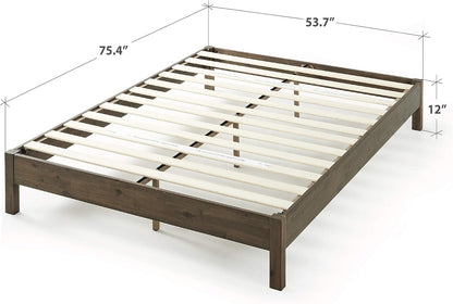 Zinus Blake 35cm Double Bed Frame Bed Base Mattress Support Foundation - Wood Slats Solid Timber Wood Bed, Bedroom Furniture, Walnut Brown, Easy Assembly