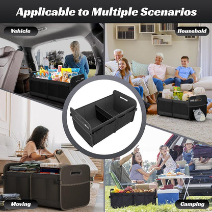 Sposuit Trunk Organizer for Car - Collapsible Trunk Storage with 11 Pockets & Reinforced Handles, SUV Trunk Organizers for Grocery Cargo(Black)