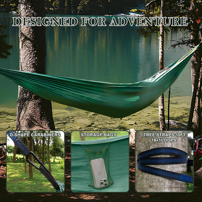 Stnopw Camping Hammock with Mosquito Net,Durable Hammock 440 lb Capacity,Lightweight & Portable Hammock with Tree Straps,Camping Gear for Outdoor Hiking Camping Beach Backpack Travel Outside