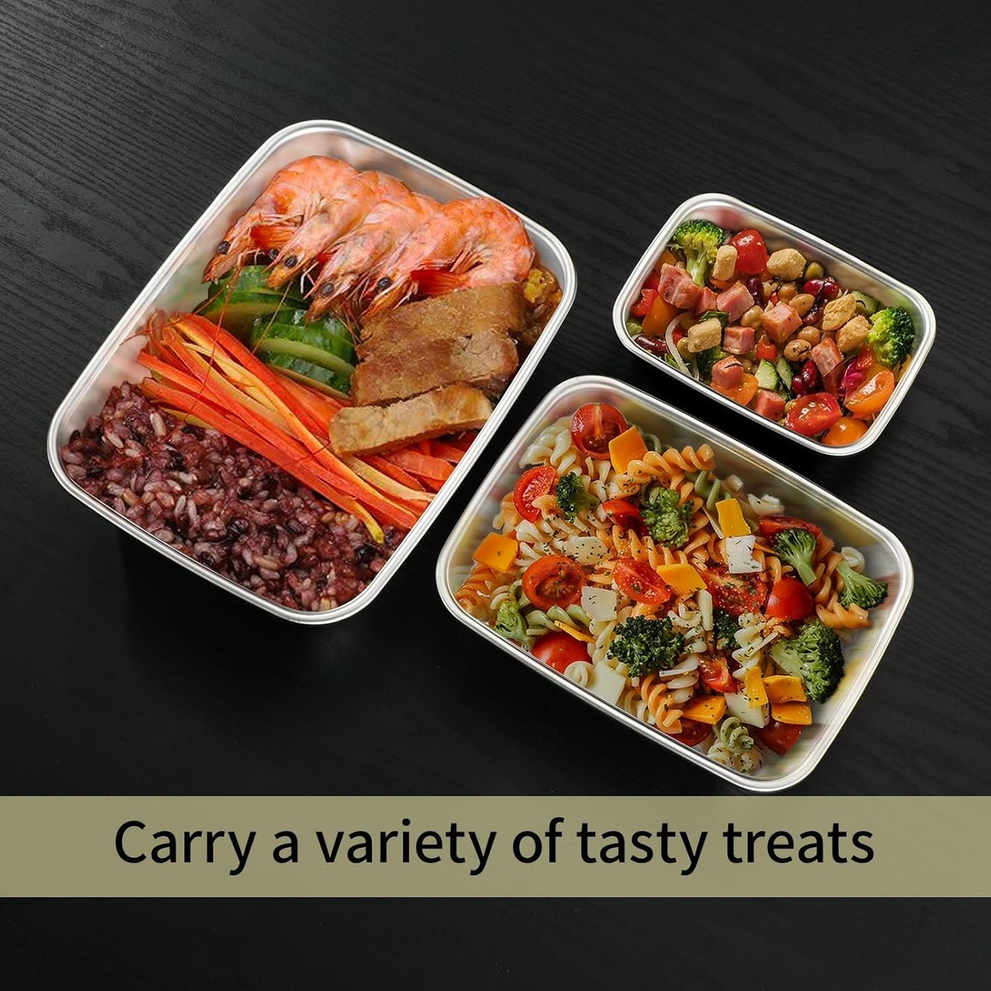 YLARMY 4PCS Stainless steel Food Storage Container with lids - Leakproof & Airtight for Kitchen,Meal Prep Lunch Box, Stackable Leftover Containers for Freezer Oven Safe - 220ml/600ml/1500ml/2900ml