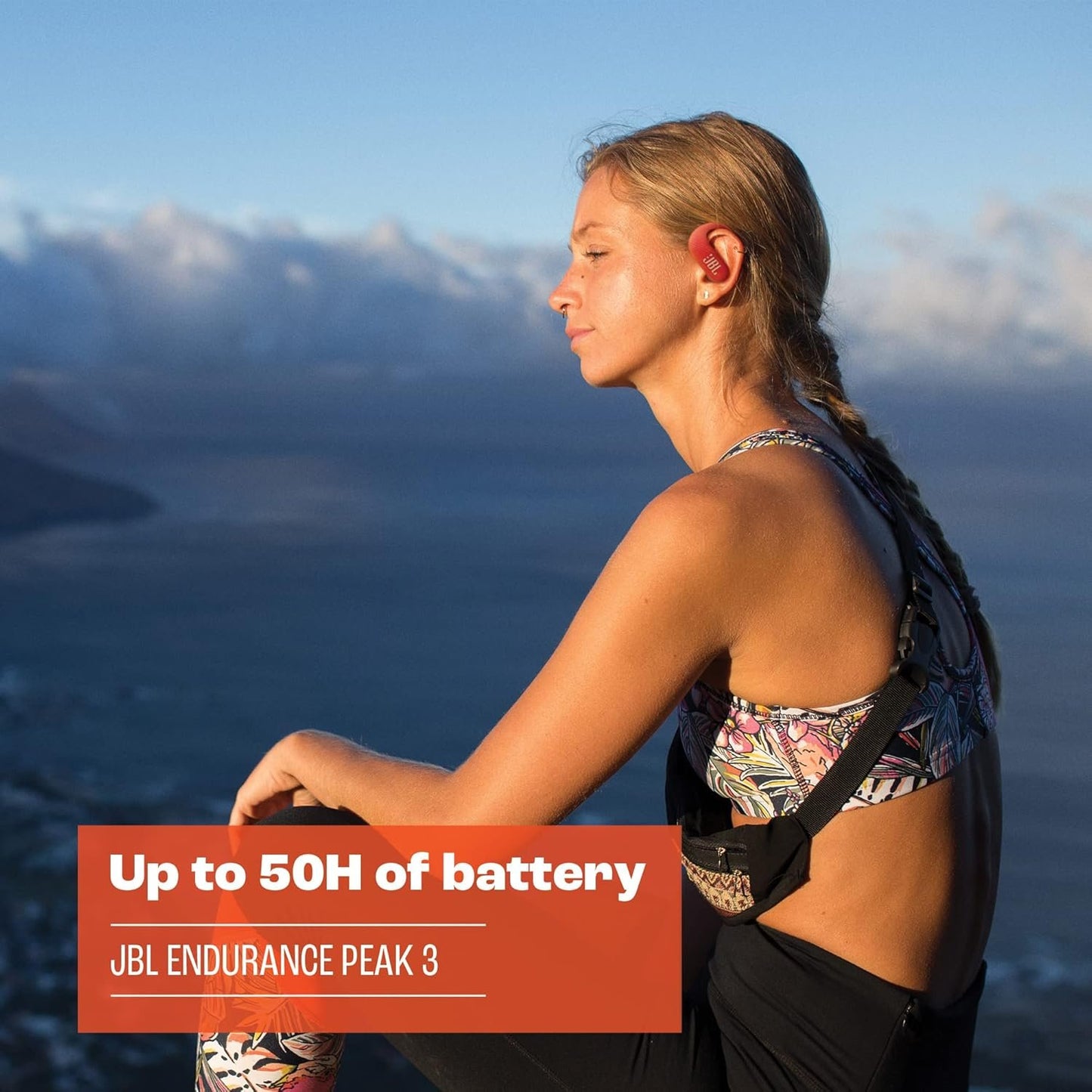 JBL Endurance Peak 3 - True Wireless Active Earbuds with Ear Hook Enhancer, IP68 Dust and Water Proof, Up to 50 Hours of Battery Life - White