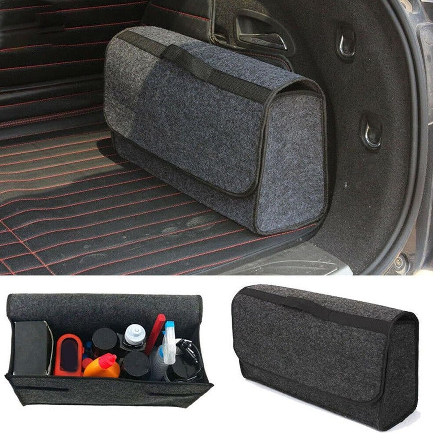Large SUV Trunk Organizer,Multipurpose collap-sible SUV Trunk Organizer,Felt Car Storage Box with Handle