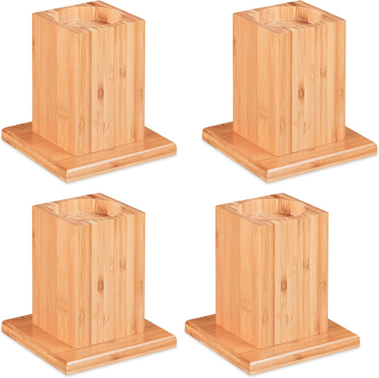 Relaxdays Set of 4 Furniture Risers, Height Increase of 14 cm for ECC Beds, HLP: 15, 5 x 14.5 cm, Natural Wood, Bamboo, 4 Pieces