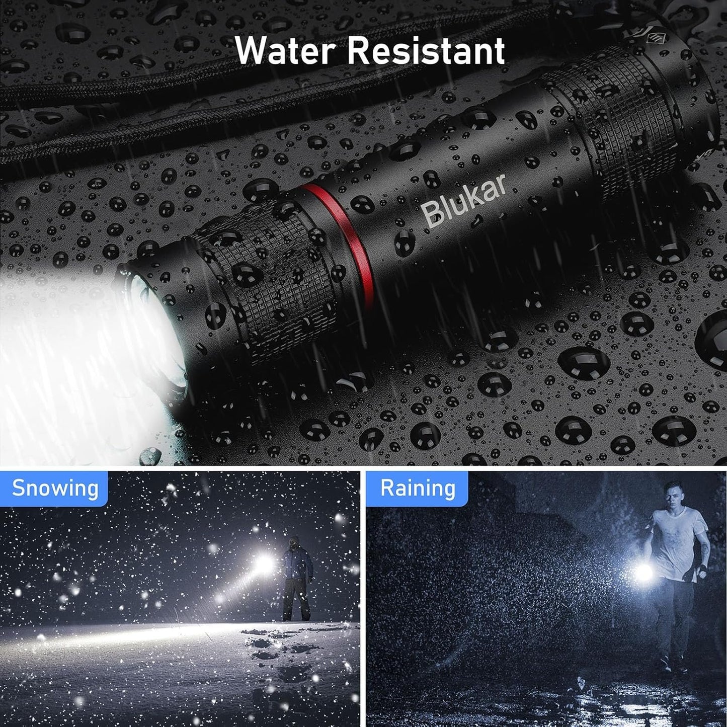 Blukar LED Flashlight Rechargeable, Super Bright Small Handheld Flashlights- Zoomable, Adjustable Brightness, Long Lasting Flash Light, Waterproof Pocket Size Torch Light for Emergency Camping Hiking
