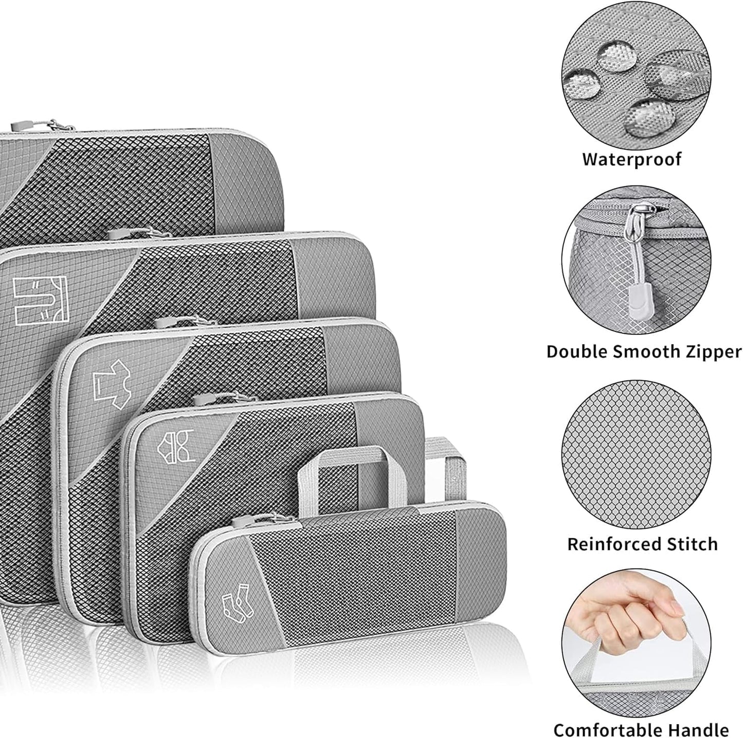 SINZUX Space-Saving Suitcase Organizer, Set of 6 Compression Packing Cubes Travel Organizer, Ultralight Expandable Compression Organizers Suitcase Travel Dividers Suitcase for Traveling