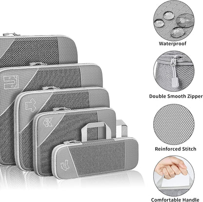 SINZUX Space-Saving Suitcase Organizer, Set of 6 Compression Packing Cubes Travel Organizer, Ultralight Expandable Compression Organizers Suitcase Travel Dividers Suitcase for Traveling