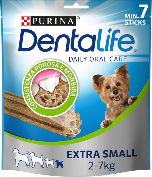 PURINA DENTALIFE Daily Oral Care Snack for Oral Hygiene Extra Small Adult Dogs, 6 Packs of 7 Sticks