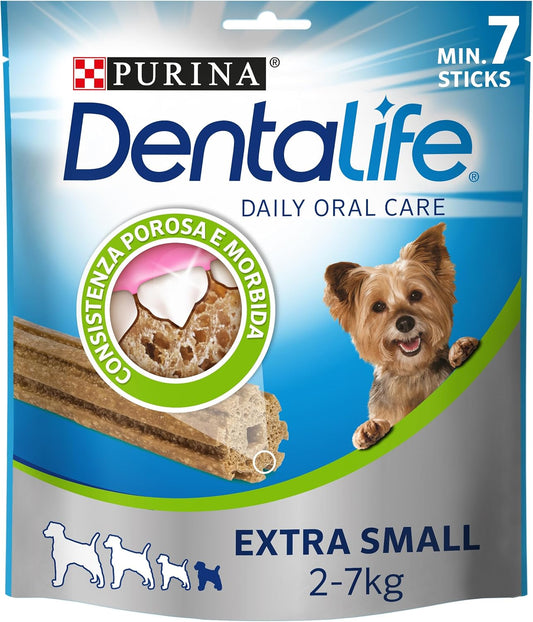 PURINA DENTALIFE Daily Oral Care Snack for Oral Hygiene Extra Small Adult Dogs, 6 Packs of 7 Sticks