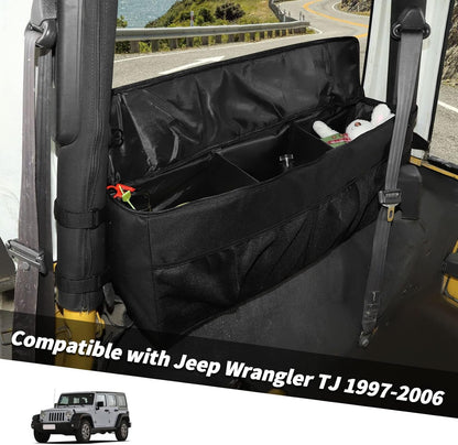 Jimen Compatible with Jeep Wrangler TJ 1997-2006, Trunk Storage Bag Cargo Organizer, Passenger Side