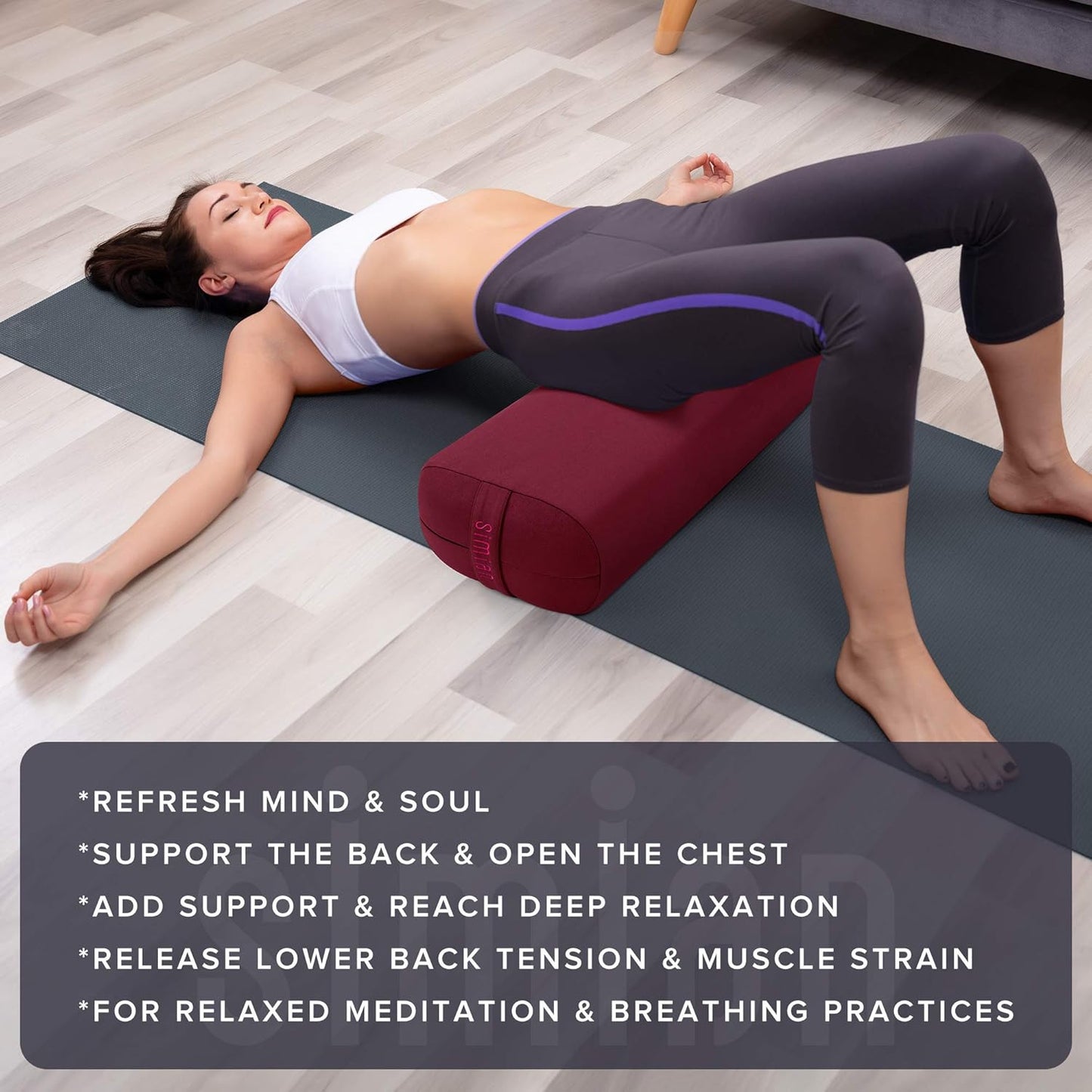 Simian Yoga Bolster Pillow Premium Meditation Bolsters Supportive Rectangular Cushion with Skin-Friendly Velvet Cover Washable, Support Cushions Bolster Pillows for Restorative Yoga,Yin Yoga…