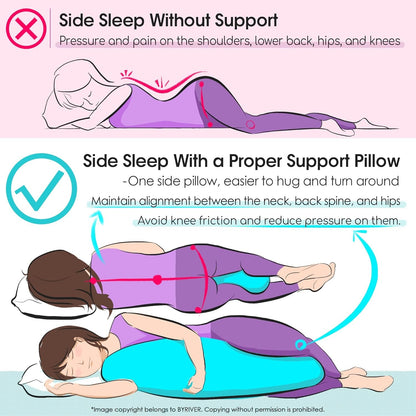 BYRIVER C Shaped Maternity Pillow for Sleeping Pregnant Women Body Pillow, Leg Knee Belly Support Sleep Pillow, Nursing Posture Breast Feeding Pillow, for New Mom (Dinasour)
