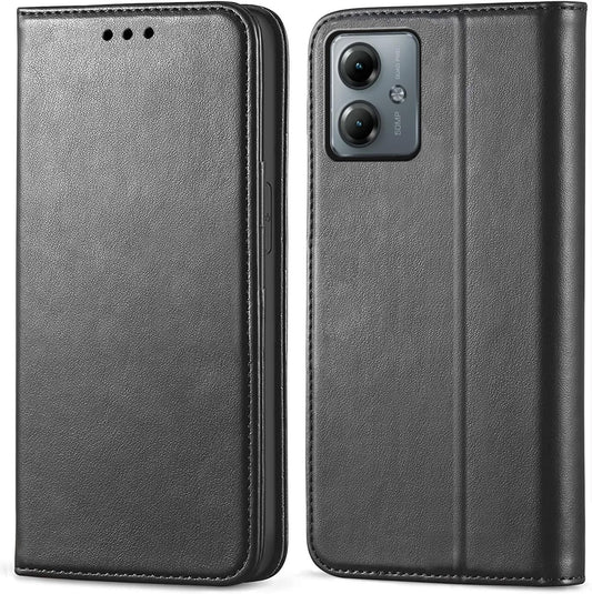 FORZARMOR for Motorola Moto G55 5G (6.49 Inch) Case Wallet Cover PU Leather Pockets Shockproof Magnetic Flip Card Holder (for Moto G55 5G, Black)