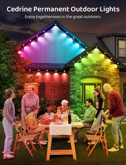 Permanent Outdoor Lights, Can DIY Smart RGB+IC eave Light, 30M with 60 LED Eaves Lights, IP67 Waterproof, for Halloween Decorations, Christmas (30M)