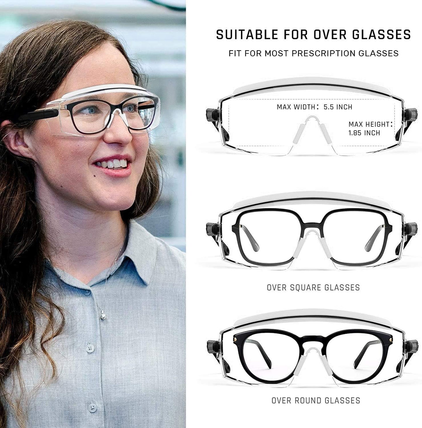 PAERDE Safety Glasses Protective Eyewear Fit over Eyeglasses,Clear Lenses Anti Fog Eye Goggles Protection