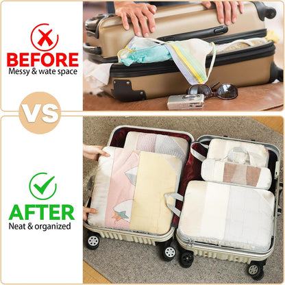 8-Piece Suitcase Organizer, Packing Cubes Compression Organizers Suitcase Travel Vacation and Travel, Organizer Suitcase Set, Space-Saving Suitcase Organizer (Beige)