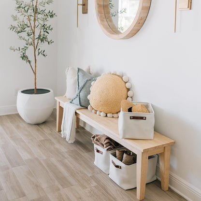 OrganiHaus Large Fabric Storage Baskets for Shelves 3 Pack, 15x11in Closet Storage Bins for Shelves, Cloth Baskets, Fabric Storage Cubes, Linen Closet Organizers, Fabric Basket, White Basket