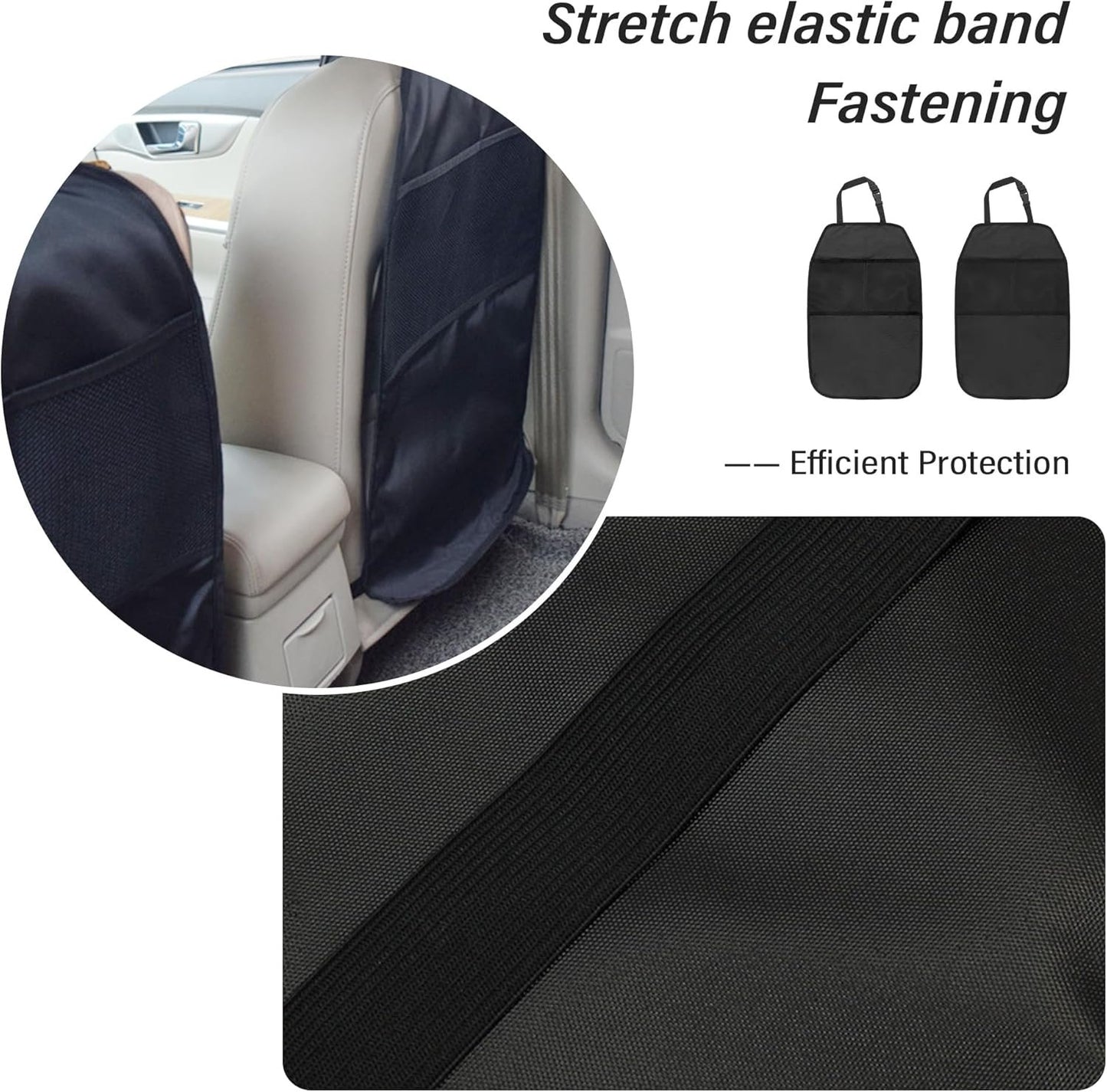 2PCS Car Seat Protector for Baby Carseat,Waterproof Kick Mats Back Seat Cover for Kids,Universal Car Back Seat Organizer Car Accessories Interior for Most Cars Trucks SUVs(Lanyard mounting)