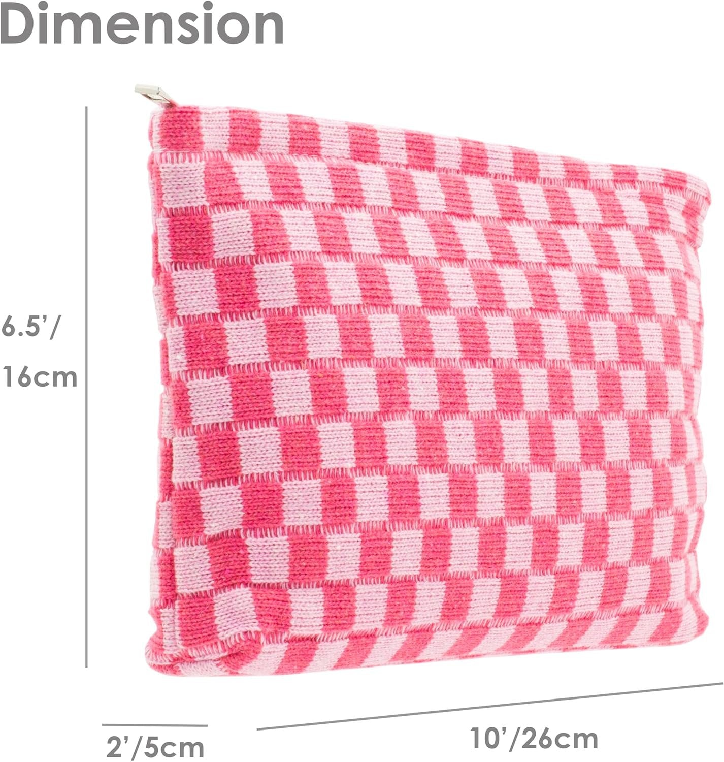 PAZIMIIK Checkered Makeup Bag for Purse Portable Zipper Make Up Pouch Small Cosmetic Case for Travel Accessories, B-Hotpink, Classic