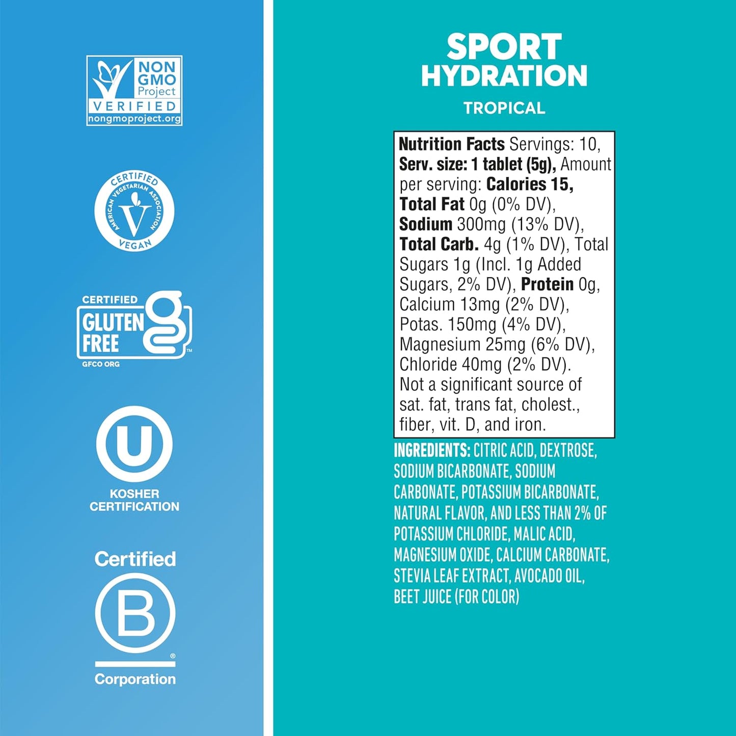 Nuun Sport: Electrolyte-Rich Sports Drink Tablets, Tropical, Box of 8 Tubes (80 servings), Sports Drink for Replenishment of Essential Electrolytes Lost Through Sweat