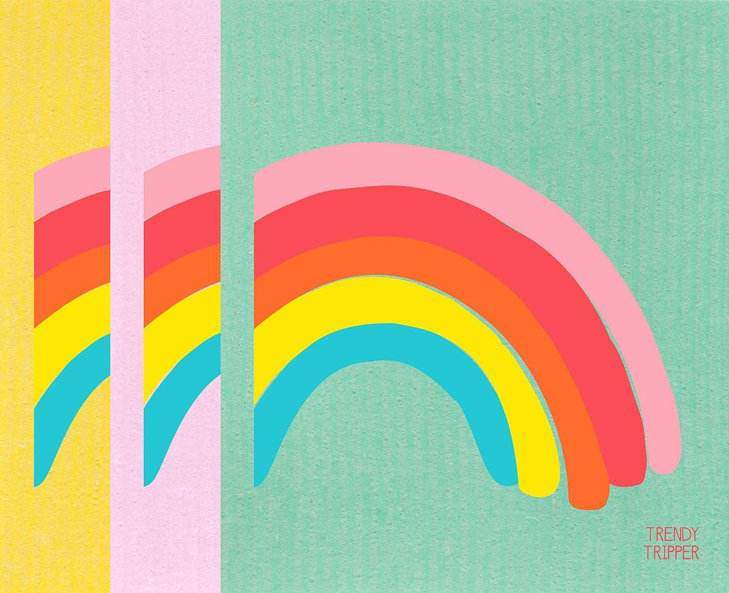 Trendy Tripper Earth-Friendly Reusable Compostable Eco Sponge Cloth | AKA Swedish Dishcloth | Bespoke Rainbow (3 Multicolor on Pastels)