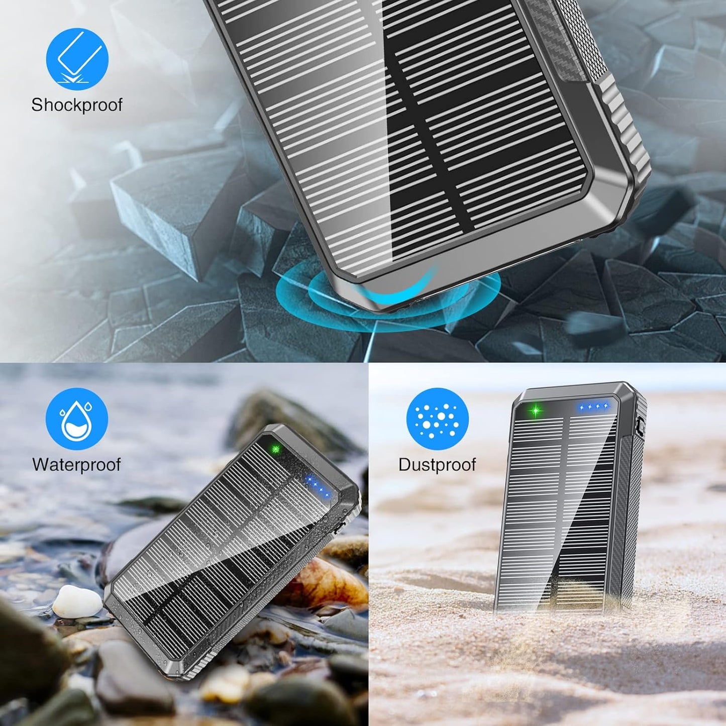 Solar Power Bank 33800mAh Built in 4 Cables, 22.5W USB C Fast Charging Portable Phone Charger, 6 Outputs & 4 Inputs with LED Camping Lights Battery Pack for Outdoor iPhone Samsung Tablet (Green)