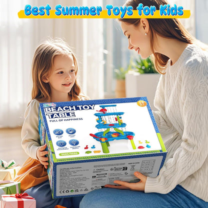 Skirfy 4-Tier Water Table for Kids Toddlers 3-5 4-8,Outdoor Summer Sand and Water Play Water Activity Tables Beach Toys for Outside Backyard