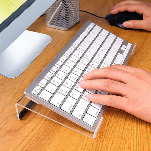 Tilted Keyboard Holder Clear Acrylic PC Keyboard Display Tray Tilted Keyboard Stand Game Esse-ntials Computer Accessories for Ergonomic Typing at PC Rooms Schools Office Desks and Homes