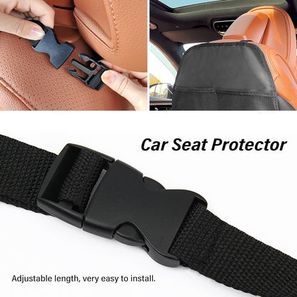 2PCS Car Seat Protector for Baby Carseat,Waterproof Kick Mats Back Seat Cover for Kids,Universal Car Back Seat Organizer Car Accessories Interior for Most Cars Trucks SUVs(Lanyard mounting)