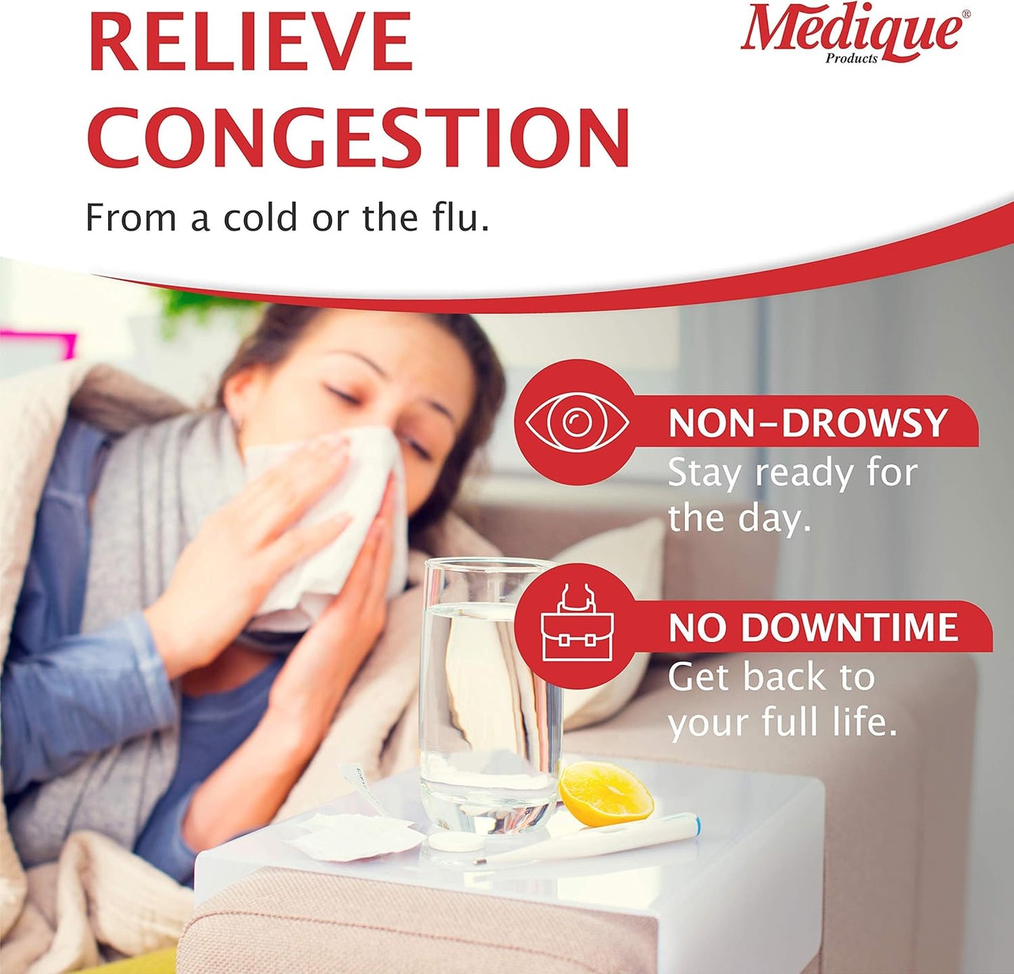 Medique Products Medi-First 80933 Sinus Decongestant, 100-Packets of 1 (Packaging may vary) , Red