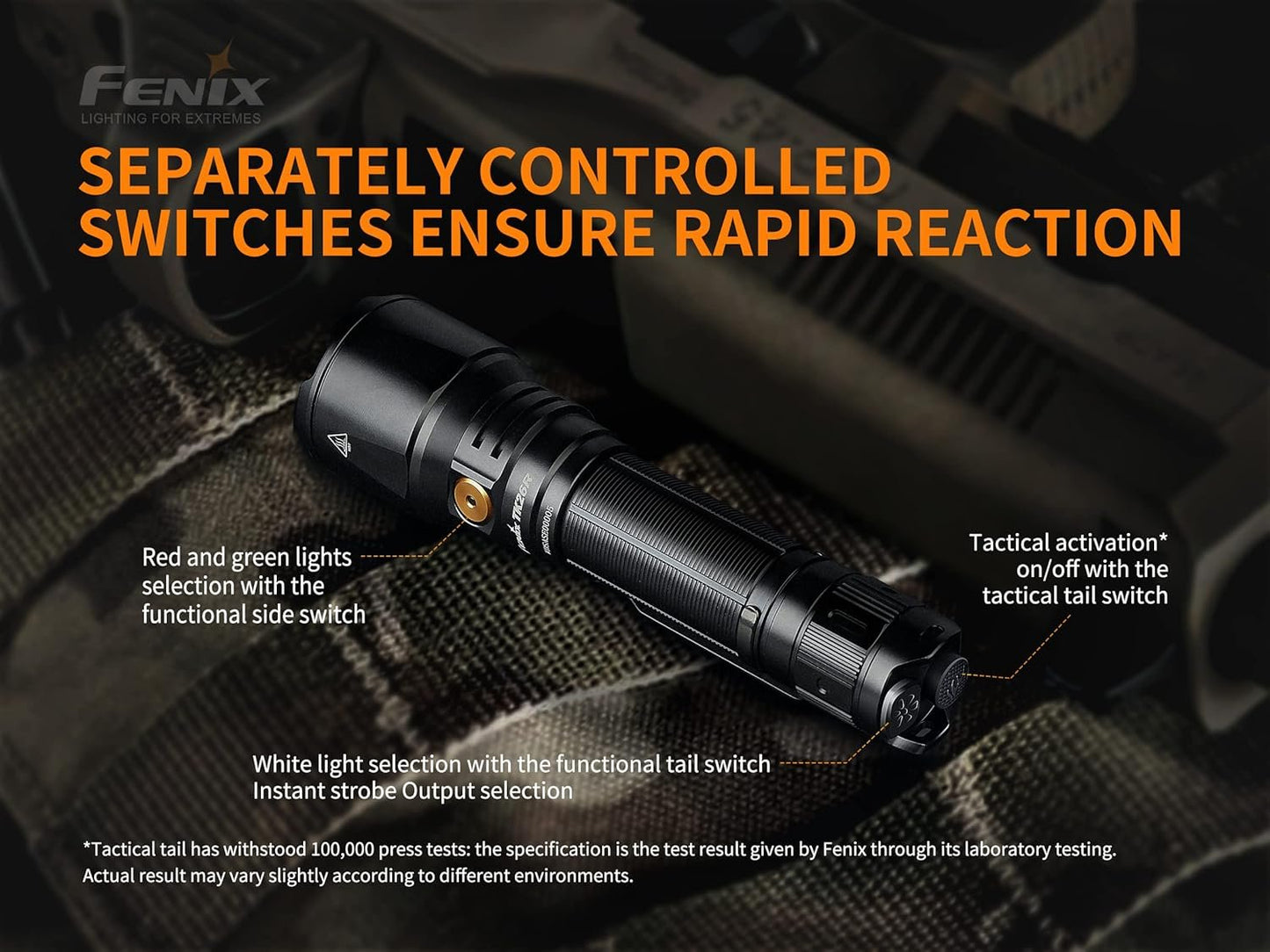 Fenix TK26R 1500 Lumen Multi Color Rechargeable Tactical Flashlight ** Canadian Edition