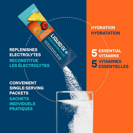 Liquid IV Hydration Multiplier, Tropical Punch - Hydration Powder Packets, Electrolyte Powder Drink Mix, 18 servings (Pack of 1)