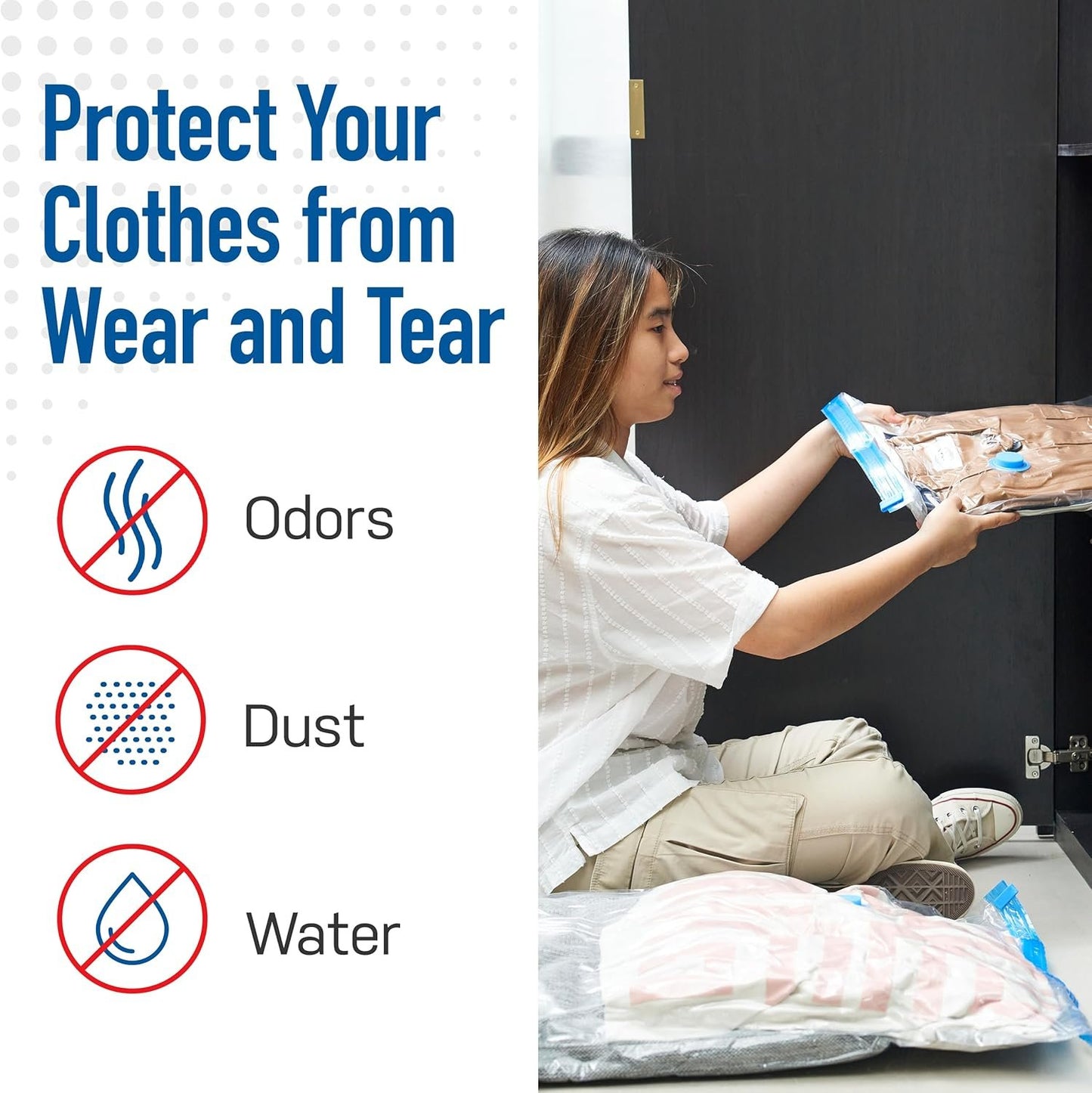 Spacesaver Vacuum Storage Bags Jumbo 6 Pack - Vacuum Seal Bags for Clothing, Comforters, Blankets, and Bedding - 100 x 80 cm Space Saver Bag for Travel and Home Organization with Hand Pump Included