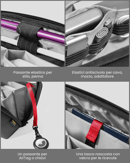 tomtoc Cable Bag and Technical Accessories, Travel, Organizer Bag for Electronic Technical AccessoriesAdapter MacBook, Cable, Hub, Power Bank, USB Stick, Charger, Hard Drive, Gifts
