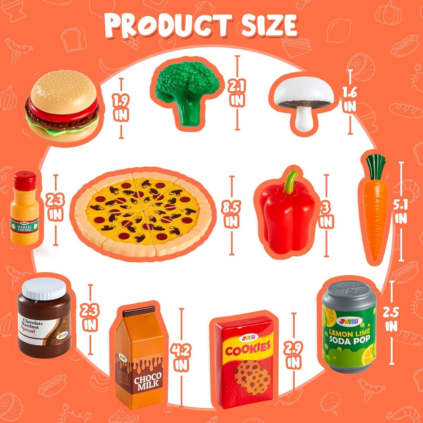JOYIN 200 Pieces Kids Play Food Deluxe Pretend Food Set Play, Toy Food, Play Kitchen Accessories with Realistic Colors, Toddler Birthday Gift, Party Toys