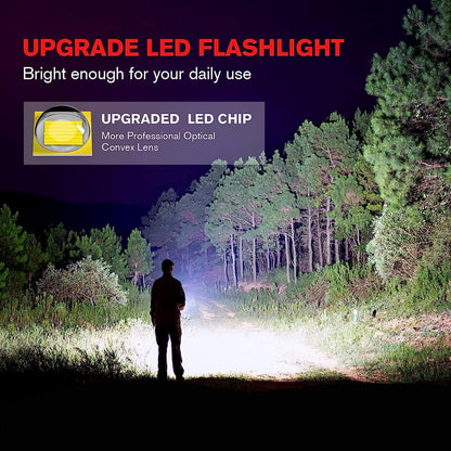 LETMY LED Flashlight, High Lumens XML T6 Handheld Flashlights, Zoomable, IP67 Waterproof, 5 Modes, Portable Flashlight for Outdoor Camping Running Walking Emergency (2 Pack)