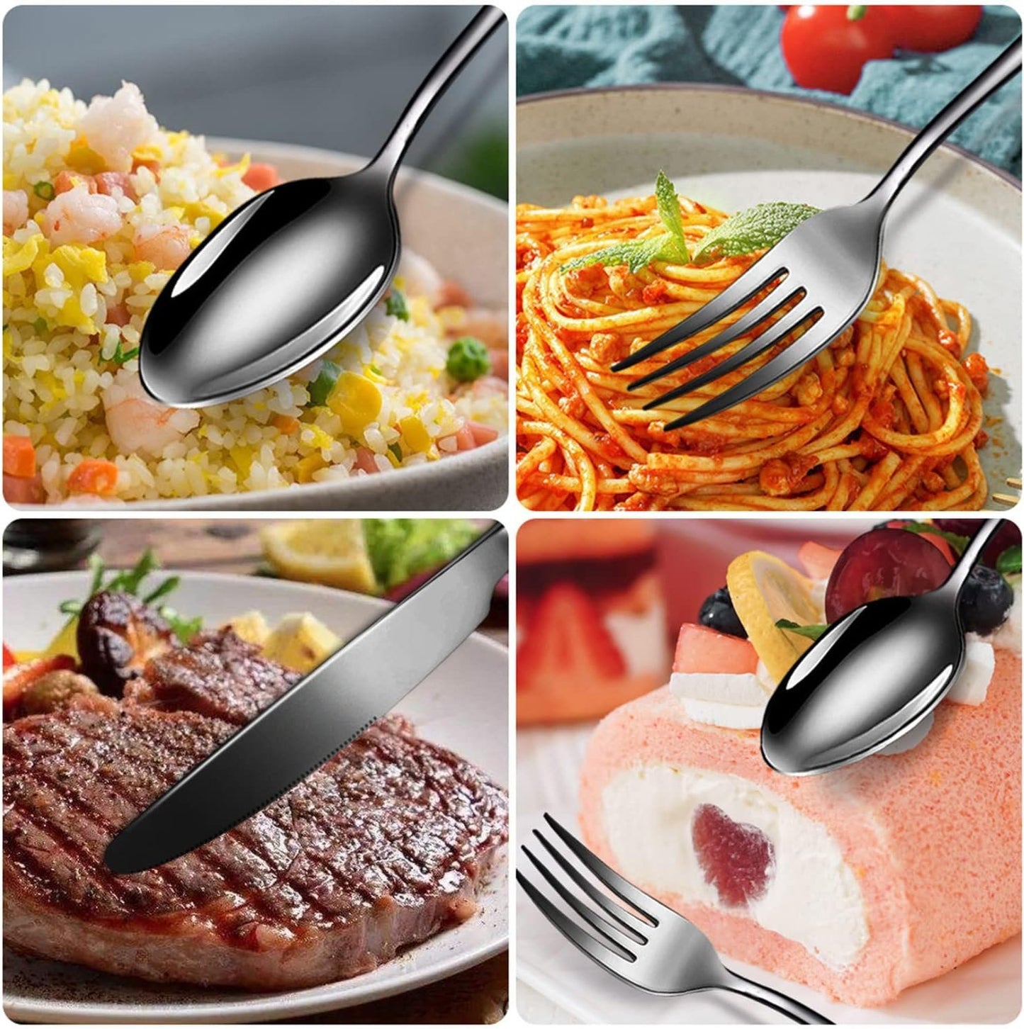 Silverware Cutlery Set,20-Piece Stainless Steel Flatware Set,Modern Tableware Utensils Set for 4 Include Knife/Fork/Spoon,Mirror Polished,Dishwasher Safe