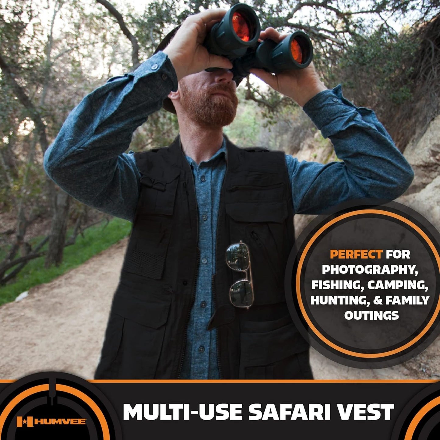 Humvee Safari Photography Vest - Vest for Hunting, Fishing, Camping, Travel, Hiking, Outdoor - 100% Cotton