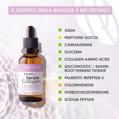 Essenze Hydrolyzed Collagen Face Serum with Bioactive Peptides – Anti-Wrinkle Moisturizing, Firming, Anti-Aging – Suitable for All Skin Types – 30 ml
