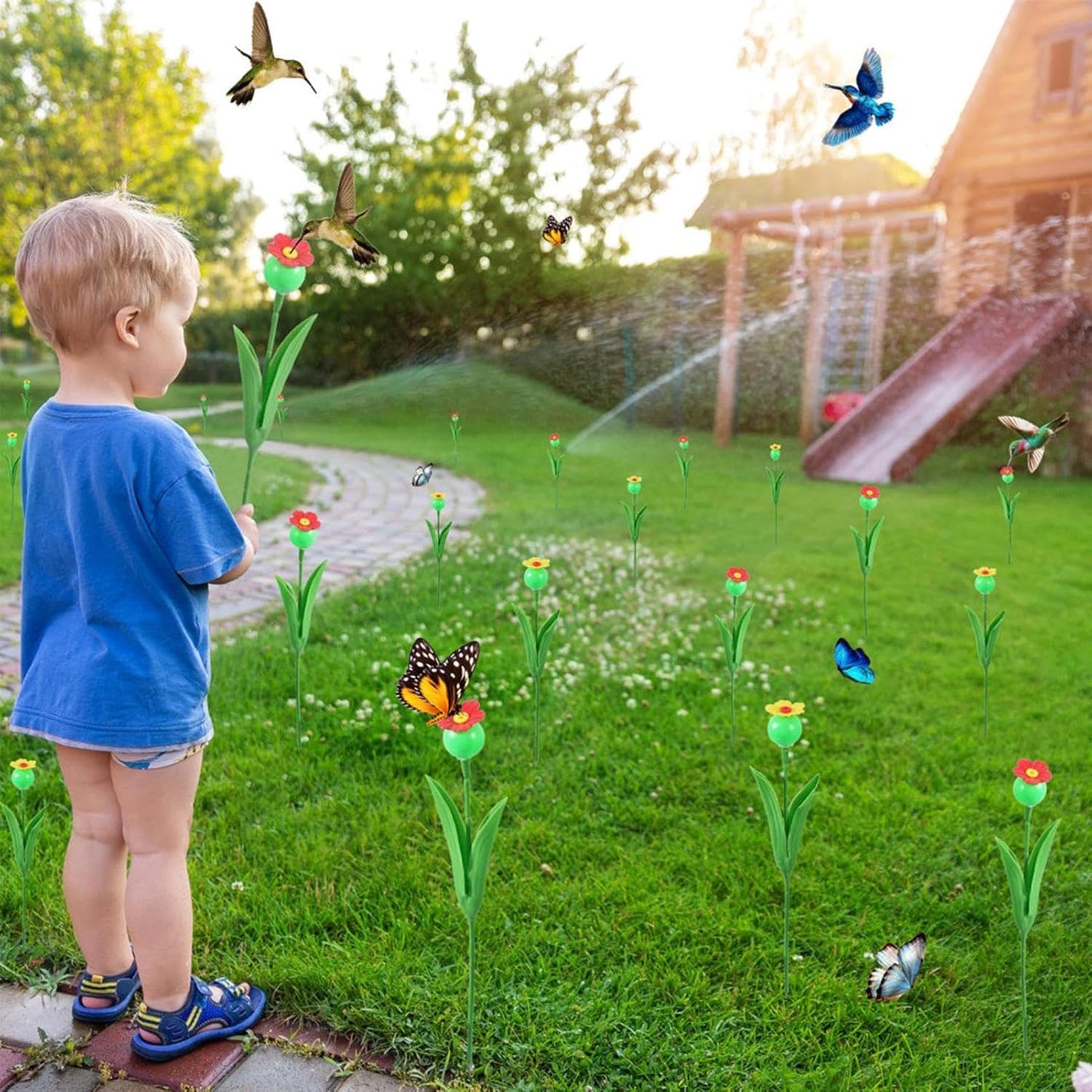 Distributore di mangimi per uccelli da esterno | Creativa decorativa per uccelli | Stazione di irrigazione per uccelli plug-in per esterni, accessorio da giardino per l'inaugurazione della casa