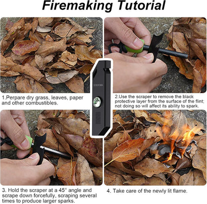 UOEPOWA Multifunctional Survival Tool, with Compass, Storage Room and Whistle - Outdoor Survival Kit, Essential Camping and Hiking Gear for Emergency Rescue