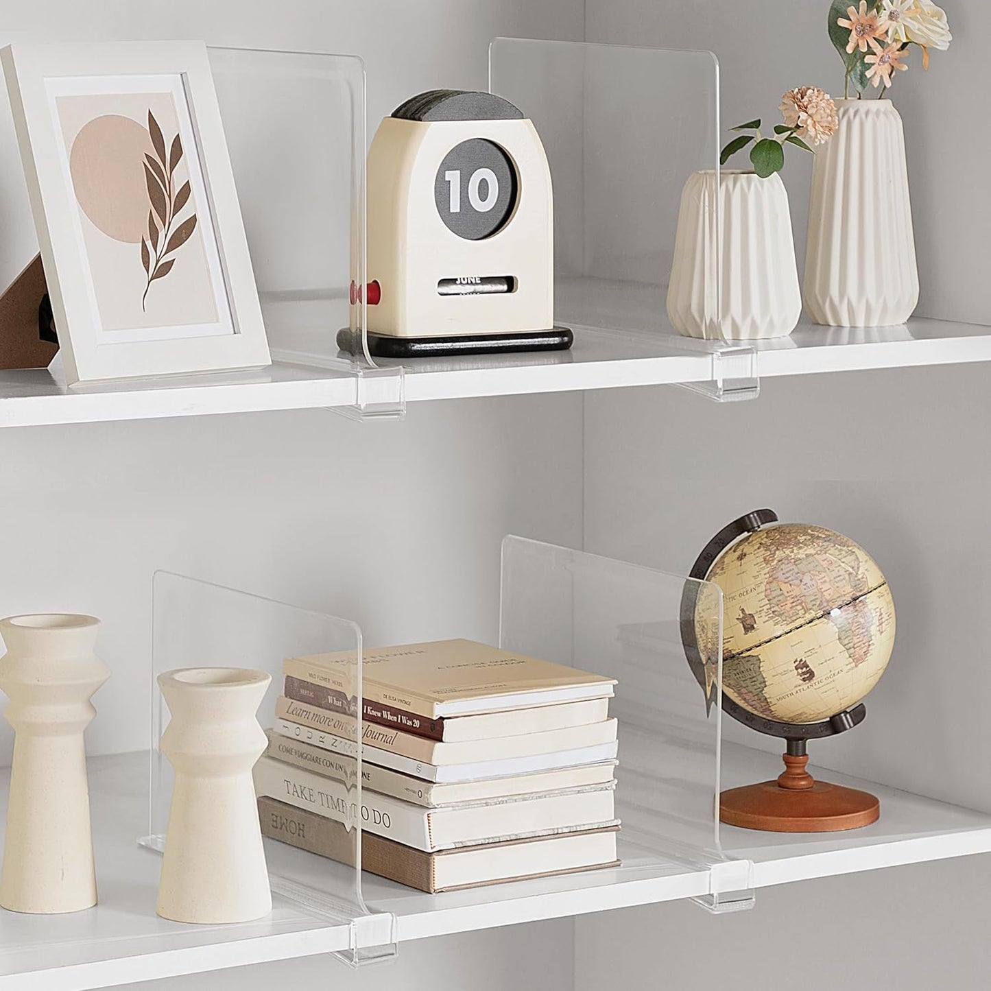 HBlife 8 Pack Clear Shelf Dividers, Vertical Purse Organizer for Closet Perfect for Sweater, Shirts, Handbags in Bedroom and Kitchen, Adjustable Acrylic Bookshelf for Organization